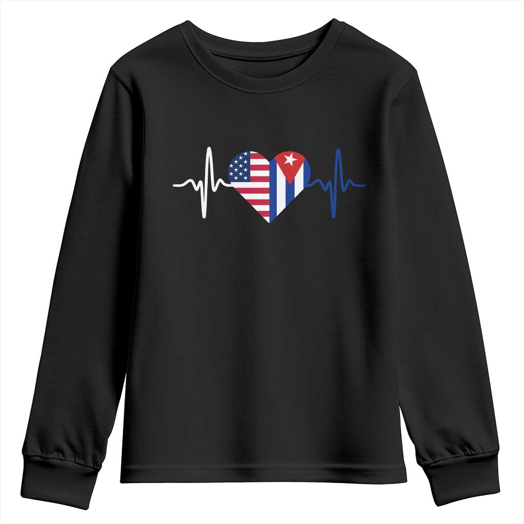 Heartbeat Cuba USA Youth Sweatshirt Cuban American Pride TS12 Black Print Your Wear