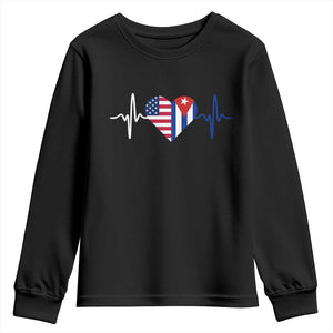 Heartbeat Cuba USA Youth Sweatshirt Cuban American Pride TS12 Black Print Your Wear