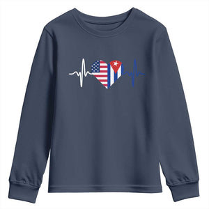 Heartbeat Cuba USA Youth Sweatshirt Cuban American Pride TS12 Navy Print Your Wear