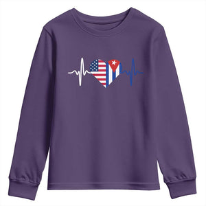 Heartbeat Cuba USA Youth Sweatshirt Cuban American Pride TS12 Purple Print Your Wear