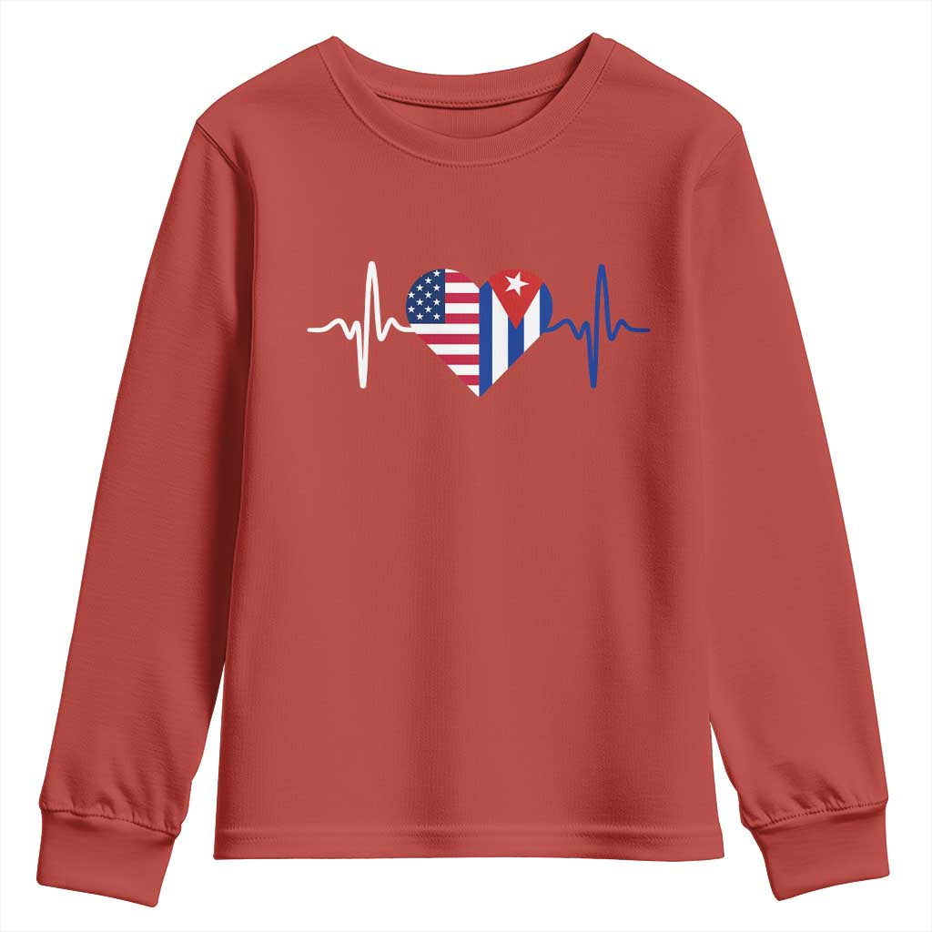 Heartbeat Cuba USA Youth Sweatshirt Cuban American Pride TS12 Red Print Your Wear