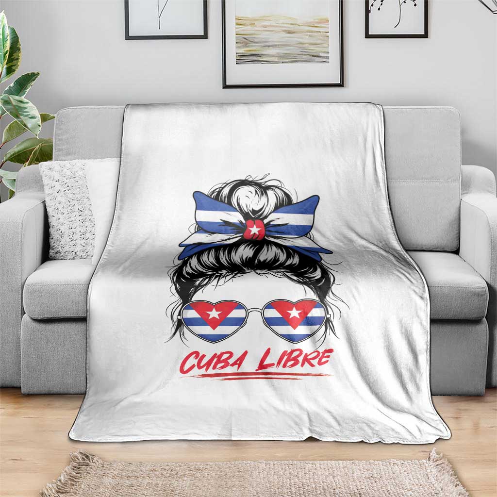 Cuba Libre Throw Blanket Messy Bun Cuban Woman Sunglasses TS12 Print Your Wear