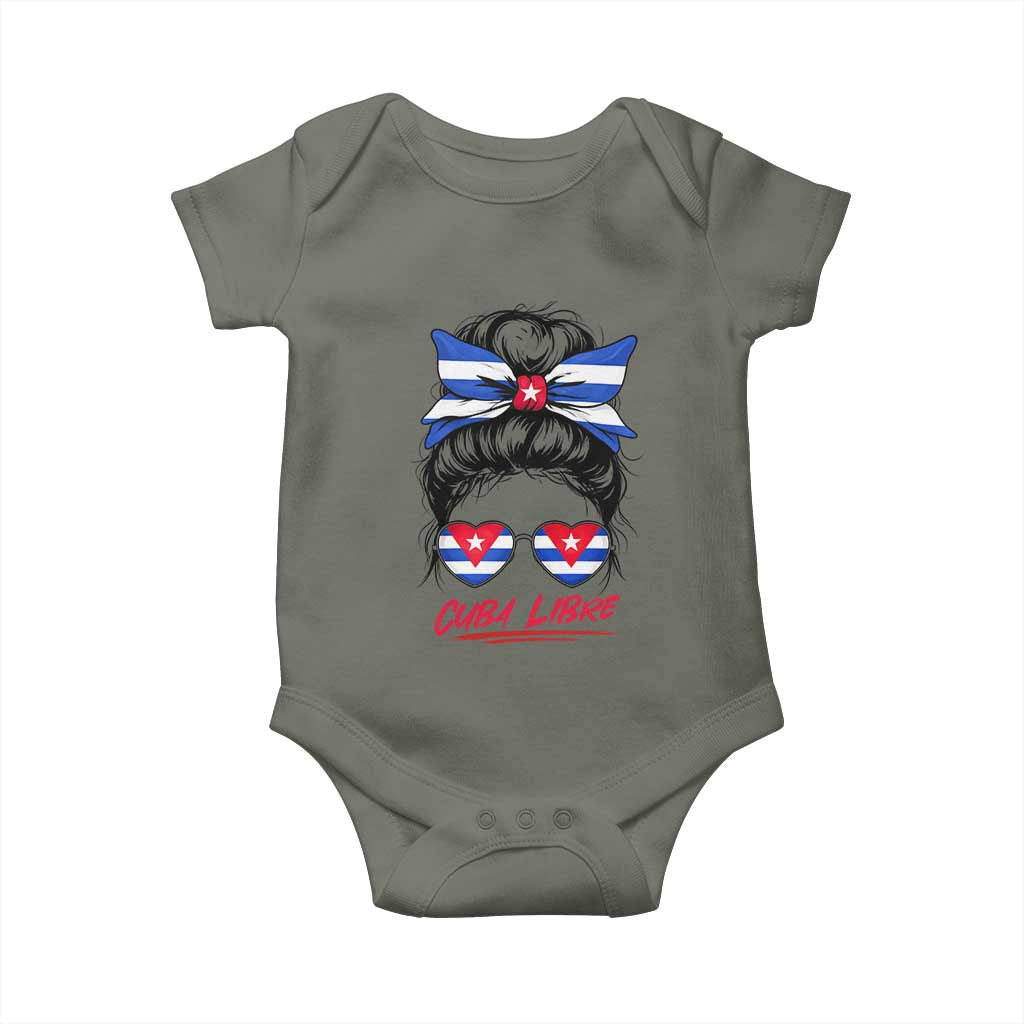 Cuba Libre Baby Onesie Messy Bun Cuban Woman Sunglasses TS12 Military Green Print Your Wear