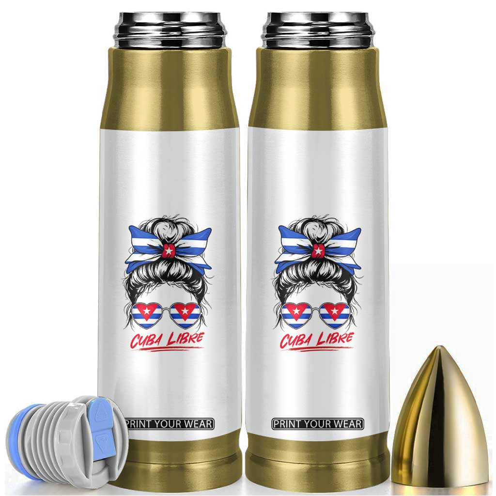 Cuba Libre Bullet Tumbler Messy Bun Cuban Woman Sunglasses TS12 White Print Your Wear