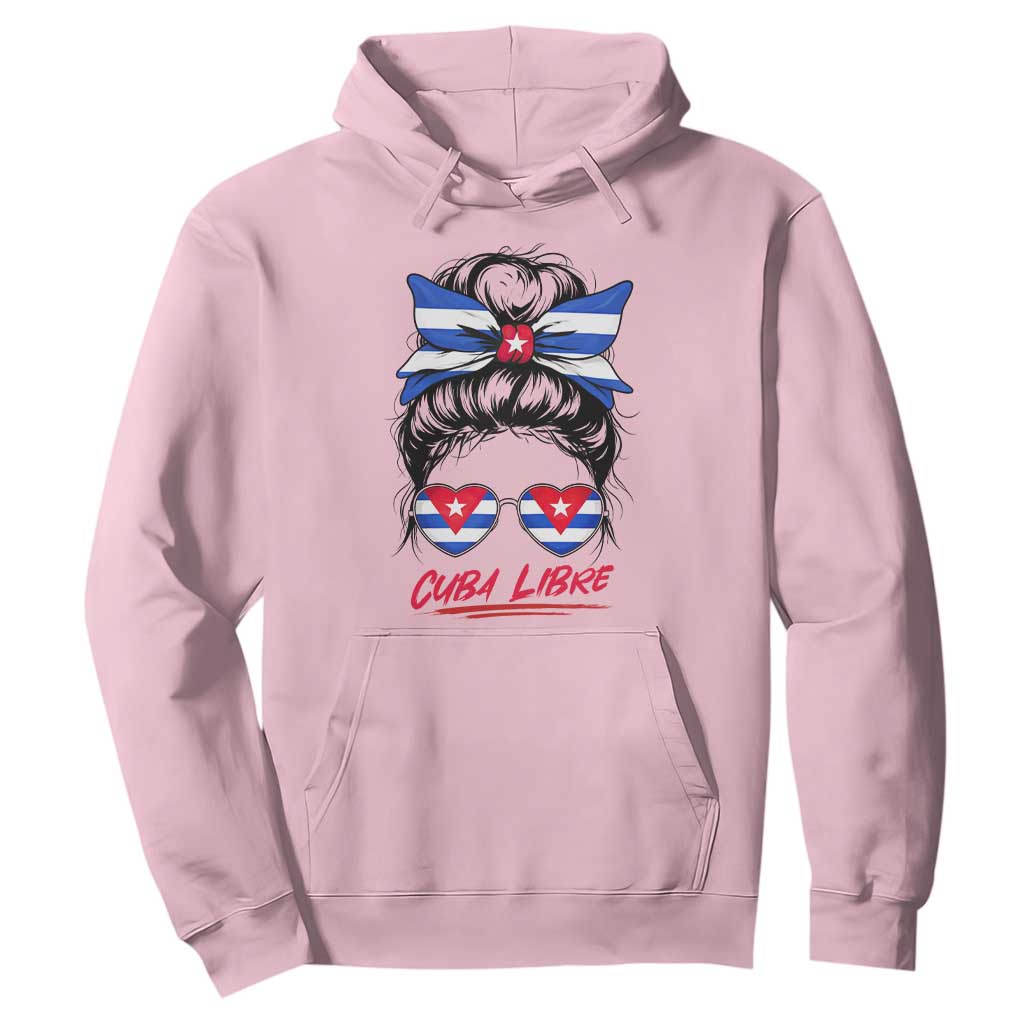 Cuba Libre Hoodie Messy Bun Cuban Woman Sunglasses TS12 Light Pink Print Your Wear