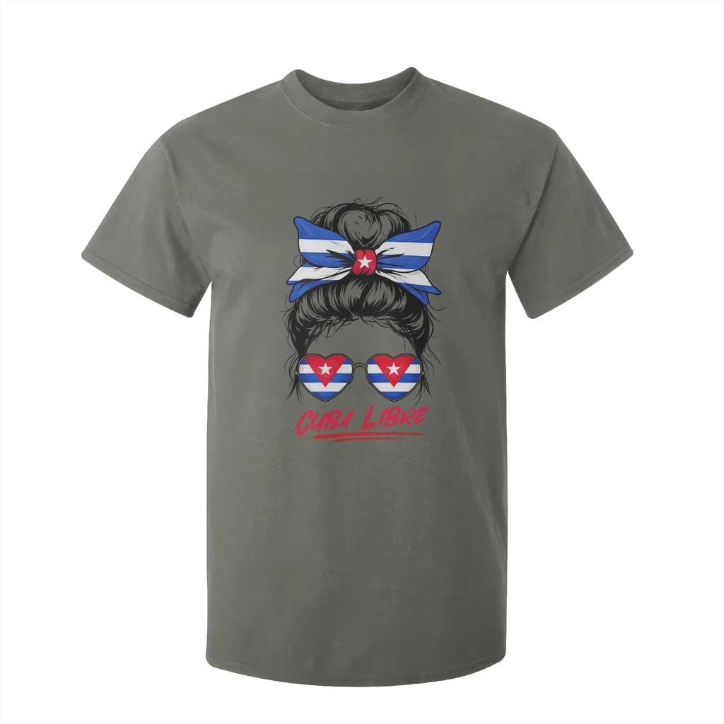 Cuba Libre T Shirt For Kid Messy Bun Cuban Woman Sunglasses TS12 Military Green Print Your Wear