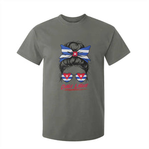 Cuba Libre T Shirt For Kid Messy Bun Cuban Woman Sunglasses TS12 Military Green Print Your Wear