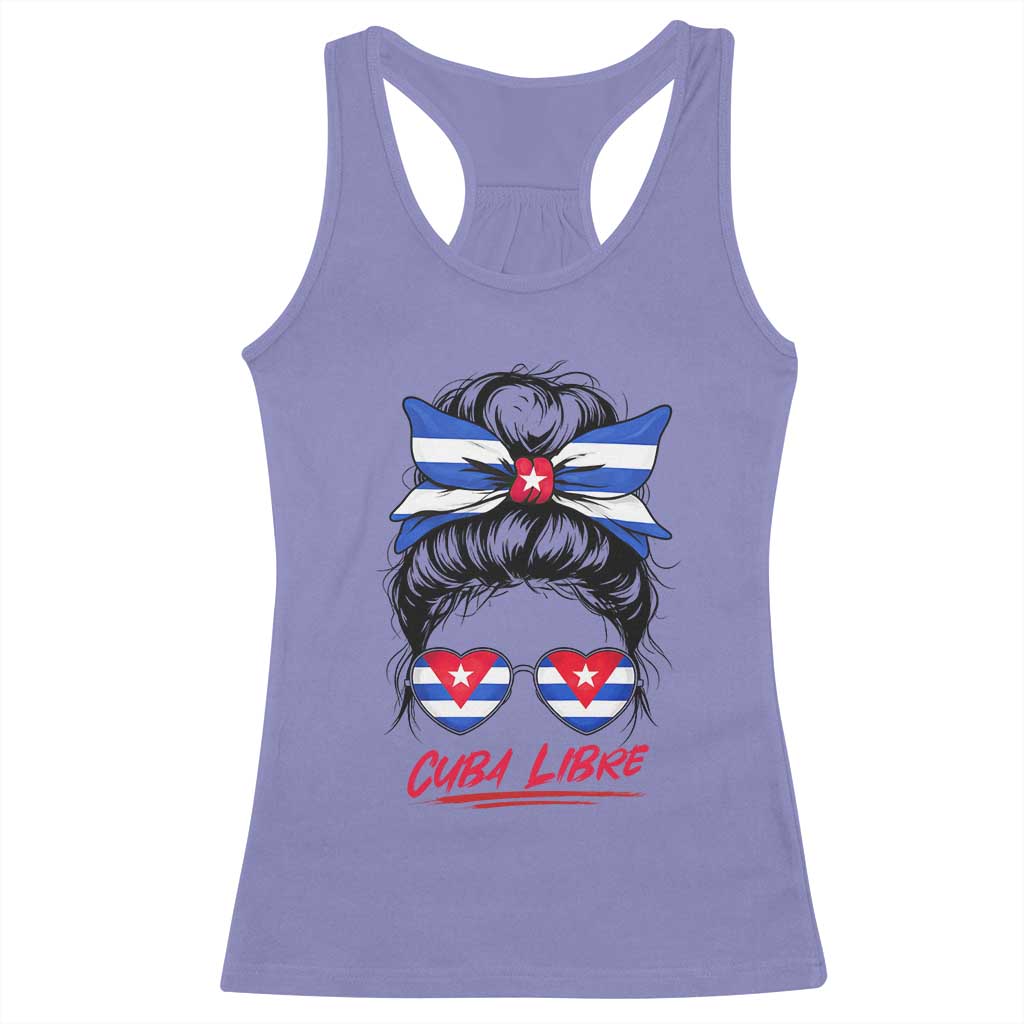 Cuba Libre Racerback Tank Top Messy Bun Cuban Woman Sunglasses TS12 Violet Print Your Wear
