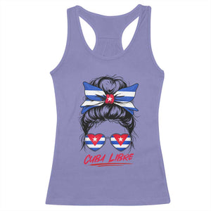 Cuba Libre Racerback Tank Top Messy Bun Cuban Woman Sunglasses TS12 Violet Print Your Wear