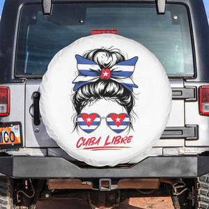 Cuba Libre Spare Tire Cover Messy Bun Cuban Woman Sunglasses TS12 No hole White Print Your Wear
