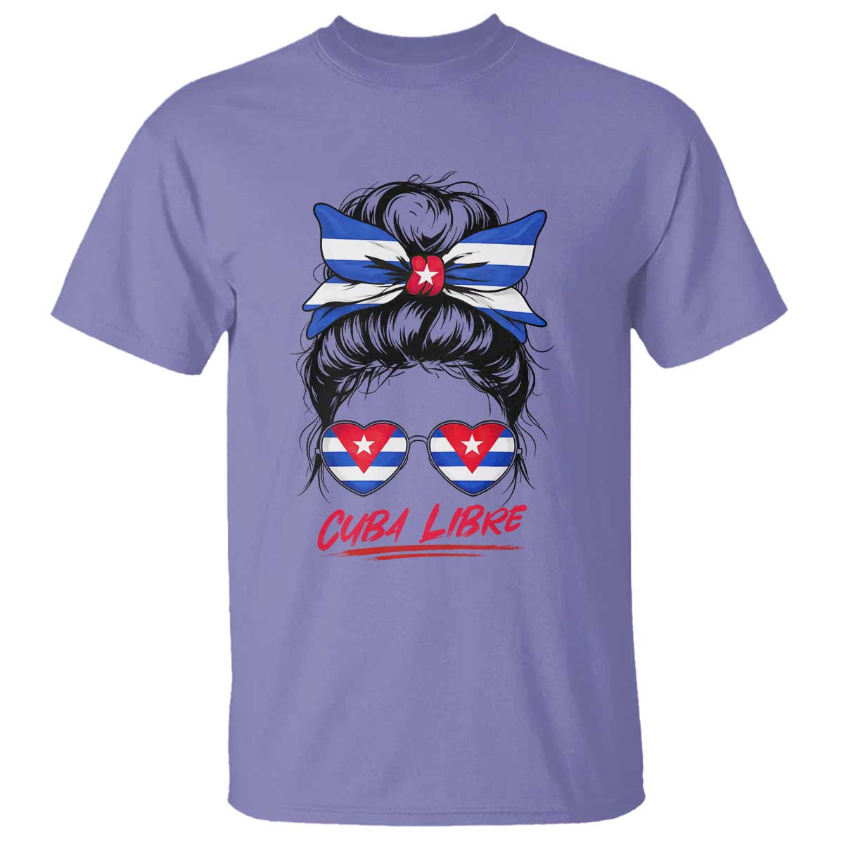 Cuba Libre T Shirt Messy Bun Cuban Woman Sunglasses TS12 Violet Print Your Wear