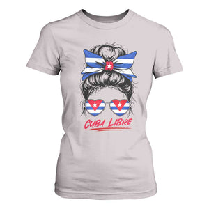 Cuba Libre T Shirt For Women Messy Bun Cuban Woman Sunglasses TS12 Ice Gray Print Your Wear