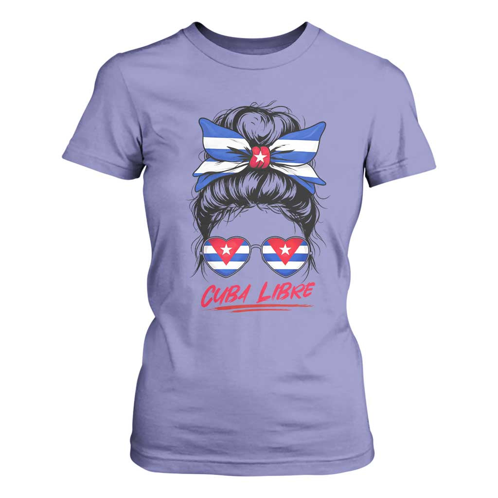 Cuba Libre T Shirt For Women Messy Bun Cuban Woman Sunglasses TS12 Violet Print Your Wear