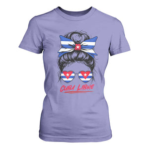 Cuba Libre T Shirt For Women Messy Bun Cuban Woman Sunglasses TS12 Violet Print Your Wear