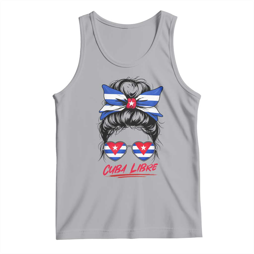 Cuba Libre Tank Top Messy Bun Cuban Woman Sunglasses TS12 Athletic Heather Print Your Wear