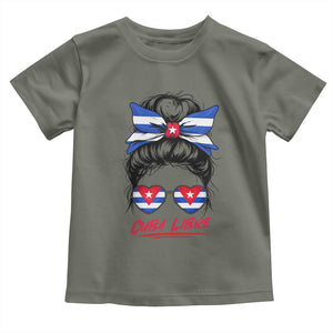 Cuba Libre Toddler T Shirt Messy Bun Cuban Woman Sunglasses TS12 Military Green Print Your Wear