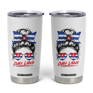 Cuba Libre Tumbler Cup Messy Bun Cuban Woman Sunglasses TS12 White Print Your Wear