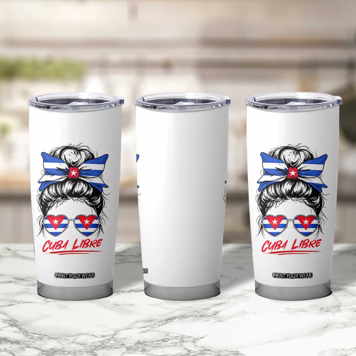 Cuba Libre Tumbler Cup Messy Bun Cuban Woman Sunglasses TS12 Print Your Wear