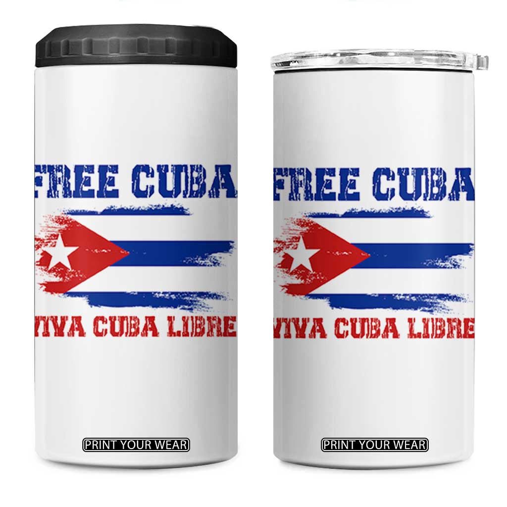 Cuban American Pride 4 in 1 Can Cooler Tumbler Freedom For Cuba TS12 One Size: 16 oz White Print Your Wear