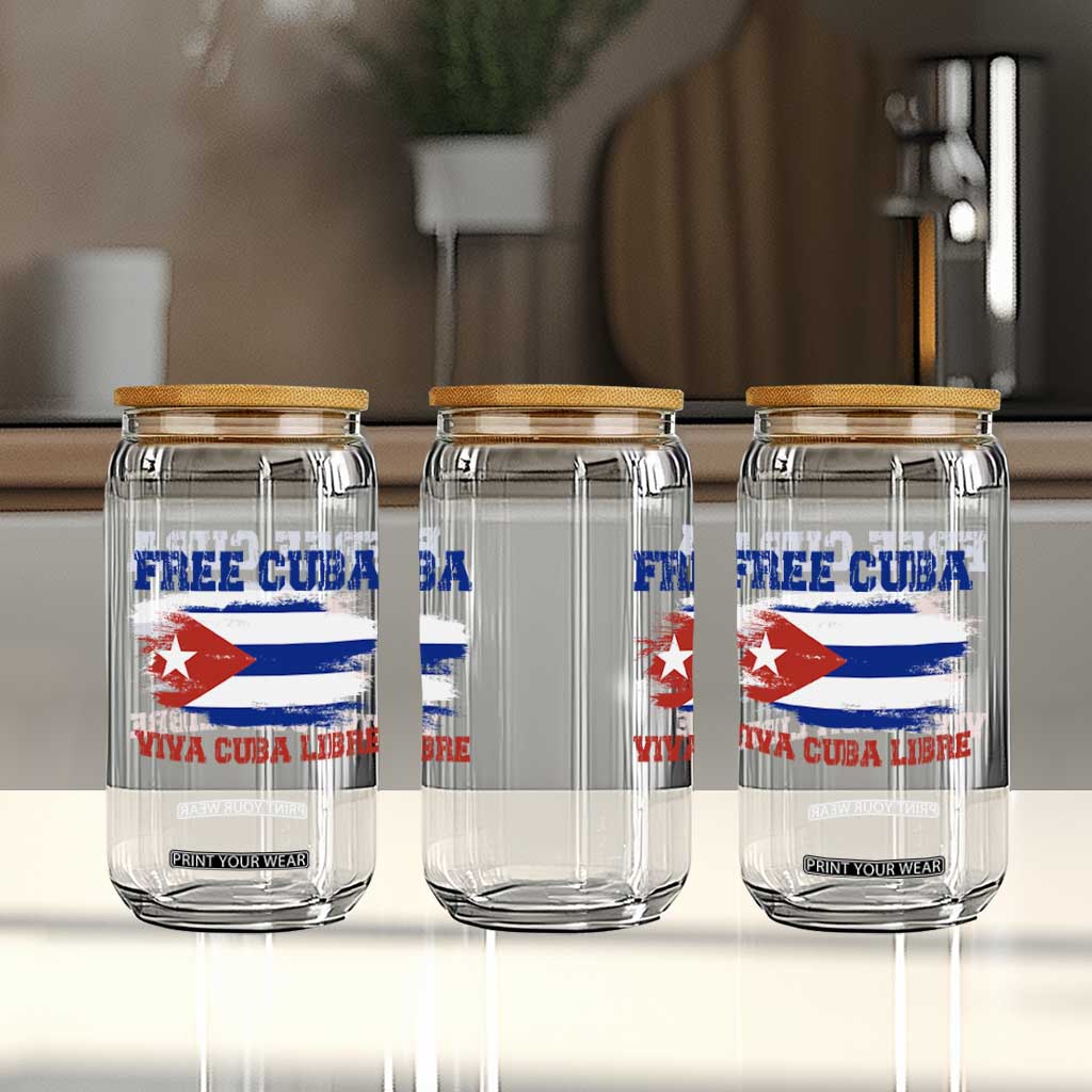 Cuban American Pride Glass Can Freedom For Cuba TS12 Print Your Wear