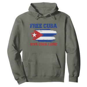Cuban American Pride Hoodie Freedom For Cuba TS12 Military Green Print Your Wear