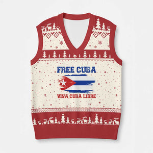 Cuban American Pride V-Neck Knit Sweater Vest Freedom For Cuba TS12 Beige Red Print Your Wear