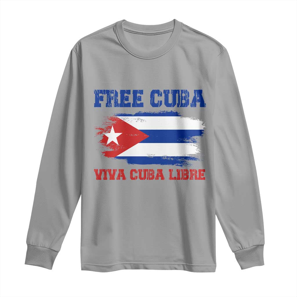 Cuban American Pride Long Sleeve Shirt Freedom For Cuba TS12 Sport Gray Print Your Wear
