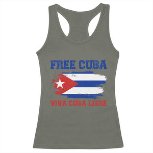 Cuban American Pride Racerback Tank Top Freedom For Cuba TS12 Military Green Print Your Wear