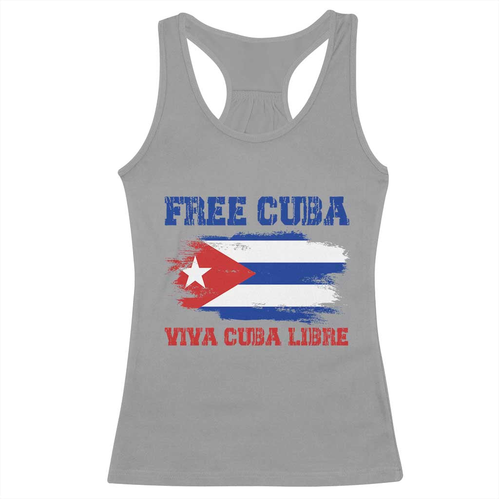 Cuban American Pride Racerback Tank Top Freedom For Cuba TS12 Sport Gray Print Your Wear