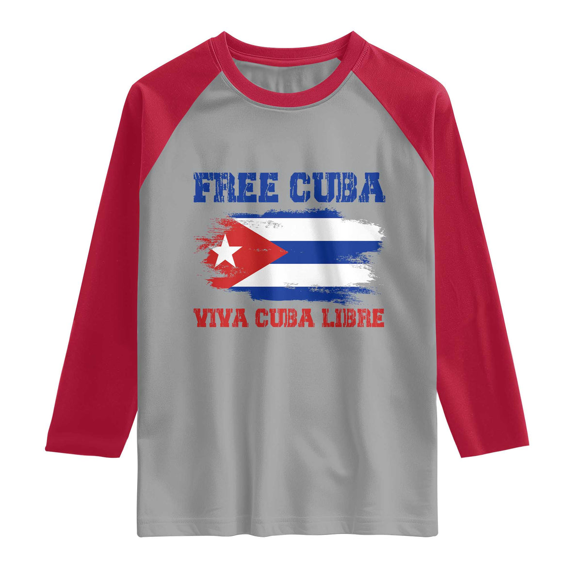 Cuban American Pride Raglan Shirt Freedom For Cuba TS12 Sport Gray Red Print Your Wear