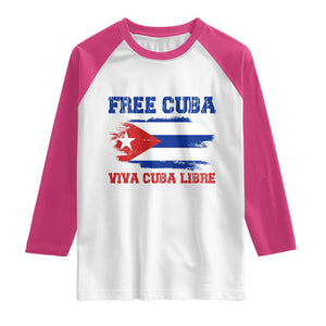 Cuban American Pride Raglan Shirt Freedom For Cuba TS12 White Heliconia Print Your Wear
