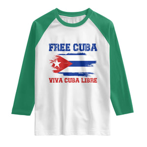 Cuban American Pride Raglan Shirt Freedom For Cuba TS12 White Kelly Green Print Your Wear