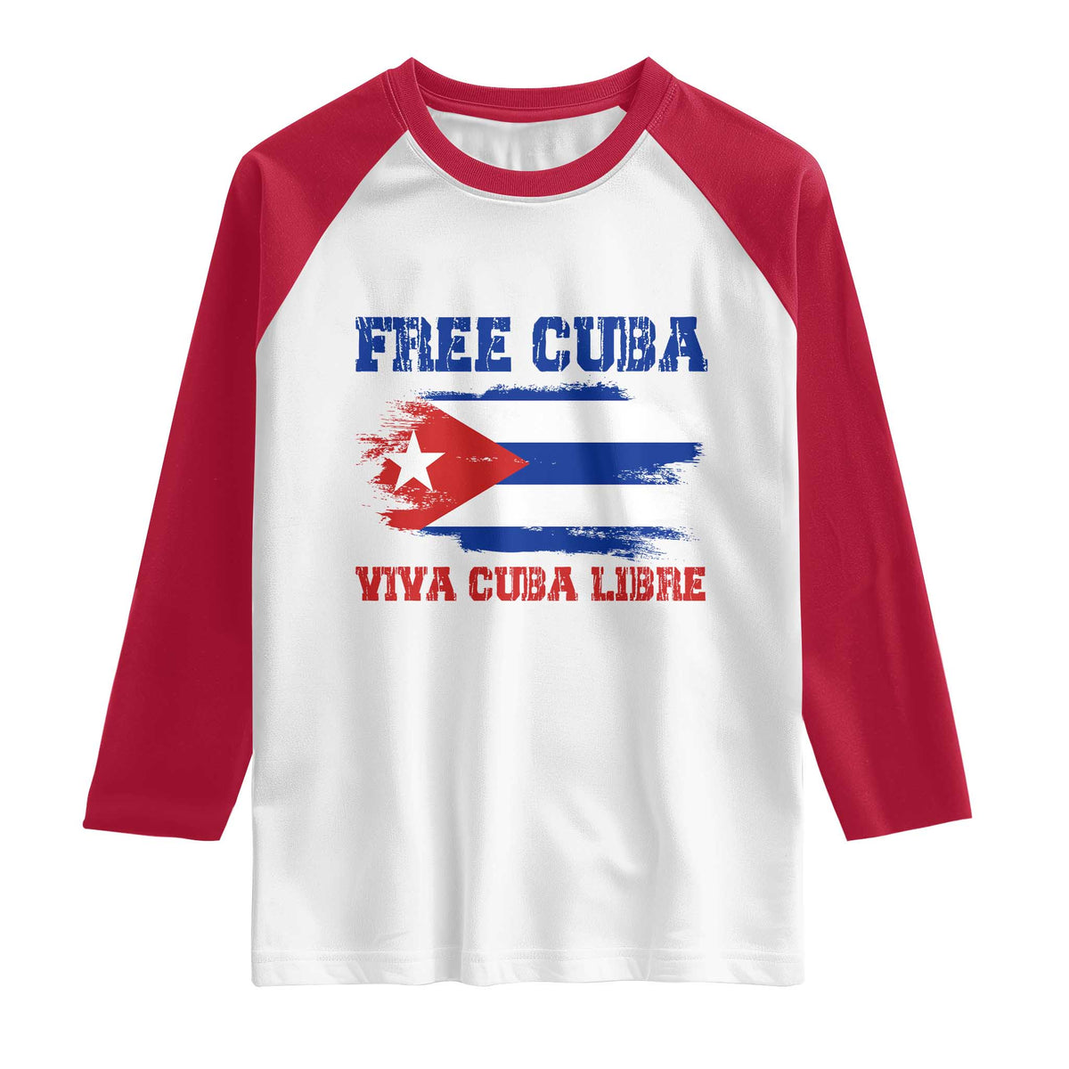 Cuban American Pride Raglan Shirt Freedom For Cuba TS12 White Red Print Your Wear