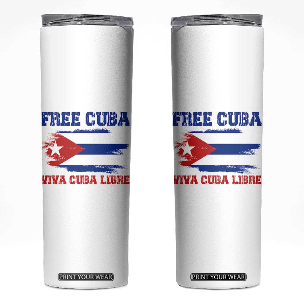 Cuban American Pride Skinny Tumbler Freedom For Cuba TS12 White Print Your Wear