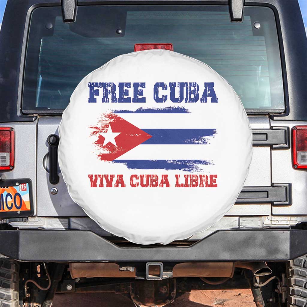 Cuban American Pride Spare Tire Cover Freedom For Cuba TS12 No hole White Print Your Wear