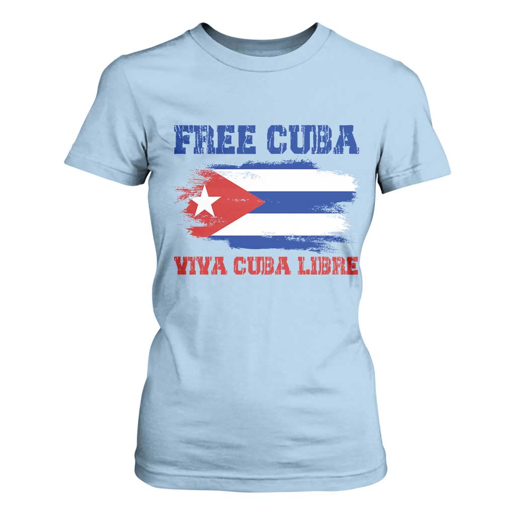 Cuban American Pride T Shirt For Women Freedom For Cuba TS12 Light Blue Print Your Wear