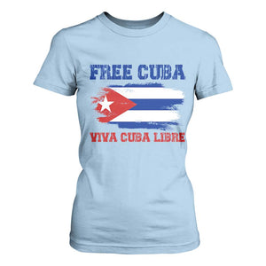 Cuban American Pride T Shirt For Women Freedom For Cuba TS12 Light Blue Print Your Wear