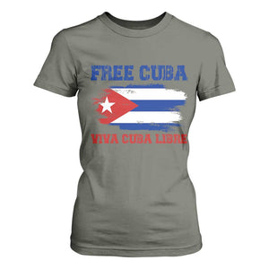 Cuban American Pride T Shirt For Women Freedom For Cuba TS12 Military Green Print Your Wear