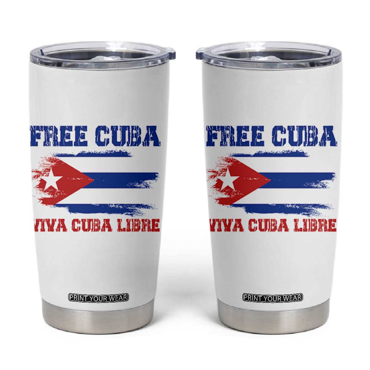 Cuban American Pride Tumbler Cup Freedom For Cuba TS12 White Print Your Wear
