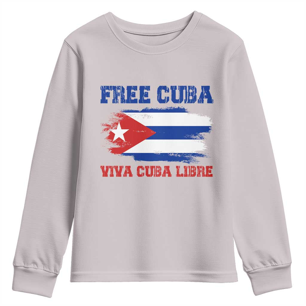 Cuban American Pride Youth Sweatshirt Freedom For Cuba TS12 Ice Gray Print Your Wear