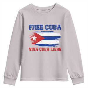 Cuban American Pride Youth Sweatshirt Freedom For Cuba TS12 Ice Gray Print Your Wear