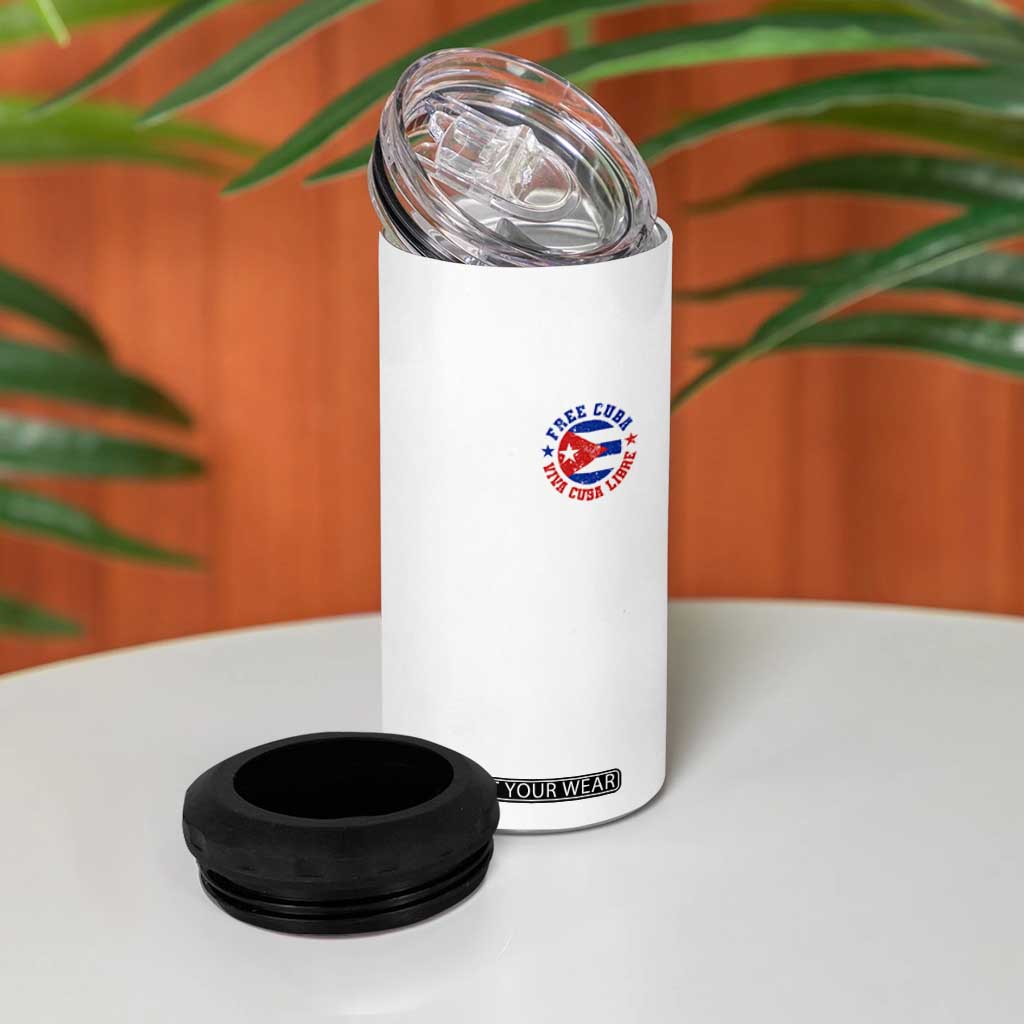 Free Cuba Viva Cuba Libre 4 in 1 Can Cooler Tumbler SOS Cuba Energy Crisis TS12 Print Your Wear