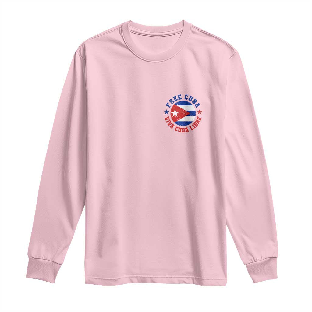 Free Cuba Viva Cuba Libre Long Sleeve Shirt SOS Cuba Energy Crisis TS12 Light Pink Print Your Wear