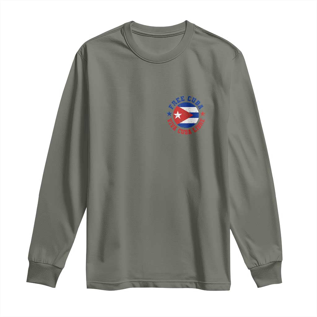 Free Cuba Viva Cuba Libre Long Sleeve Shirt SOS Cuba Energy Crisis TS12 Military Green Print Your Wear