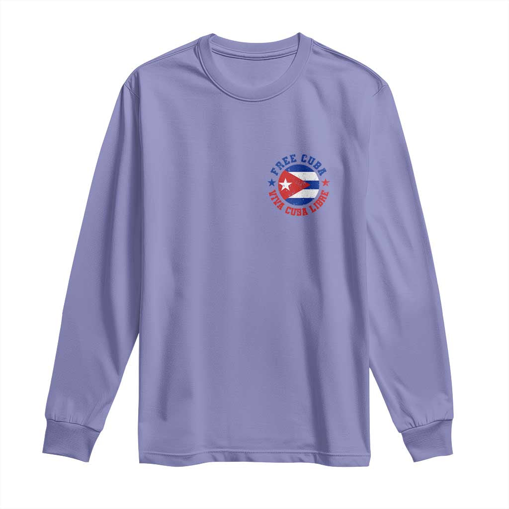 Free Cuba Viva Cuba Libre Long Sleeve Shirt SOS Cuba Energy Crisis TS12 Violet Print Your Wear