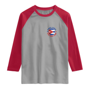 Free Cuba Viva Cuba Libre Raglan Shirt SOS Cuba Energy Crisis TS12 Sport Gray Red Print Your Wear