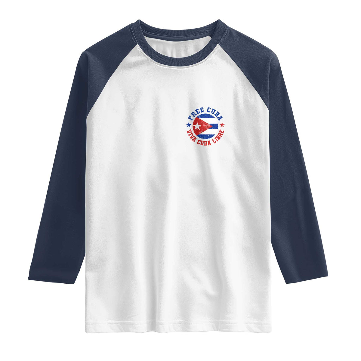 Free Cuba Viva Cuba Libre Raglan Shirt SOS Cuba Energy Crisis TS12 White Navy Print Your Wear