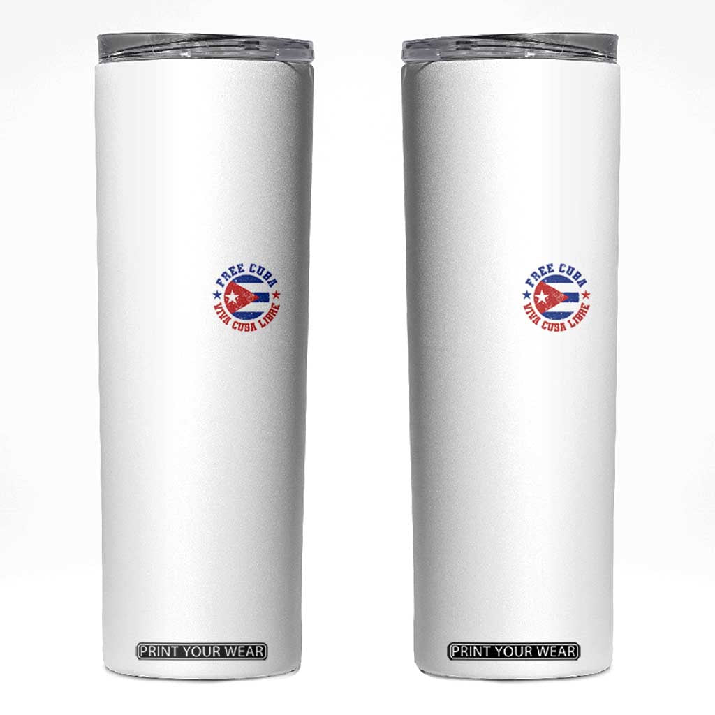 Free Cuba Viva Cuba Libre Skinny Tumbler SOS Cuba Energy Crisis TS12 White Print Your Wear