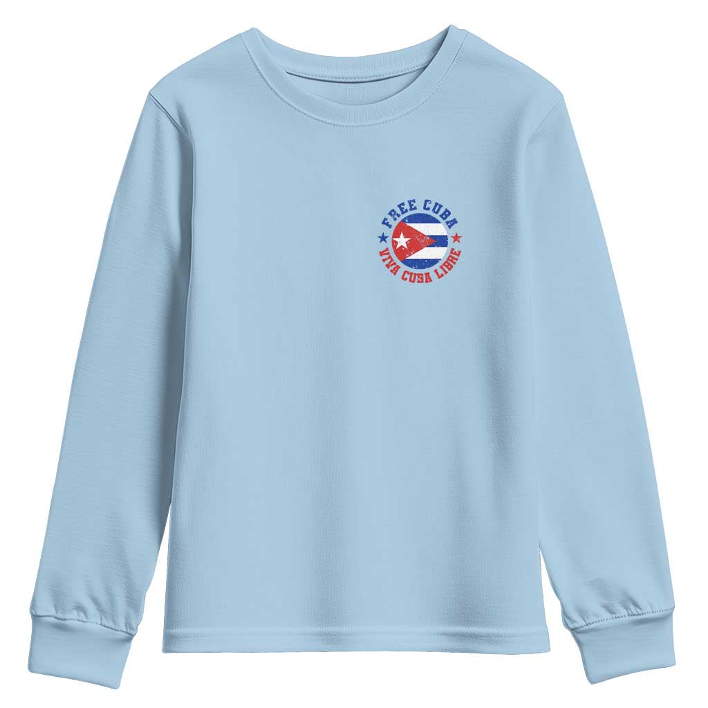 Free Cuba Viva Cuba Libre Youth Sweatshirt SOS Cuba Energy Crisis TS12 Light Blue Print Your Wear