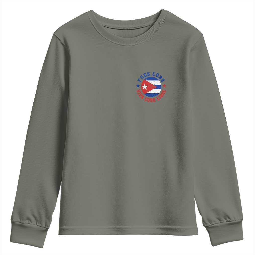 Free Cuba Viva Cuba Libre Youth Sweatshirt SOS Cuba Energy Crisis TS12 Military Green Print Your Wear